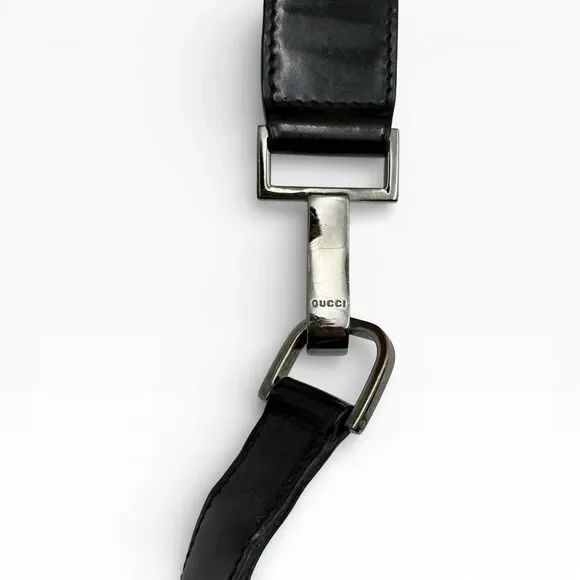 Authentic GUCCI Vintage Jackie Shoulder Hand Bag Leather Black W Certificate - Picture 5 of 10